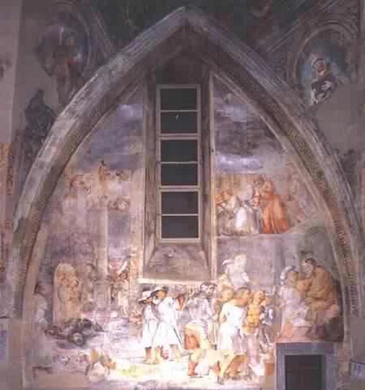 Il Romanino-324-Chiesa di S. Antonio a Breno, Brescia - Episodi da libro del profeta Daniele - dettaglio Il giudizio di Nabucodonoso